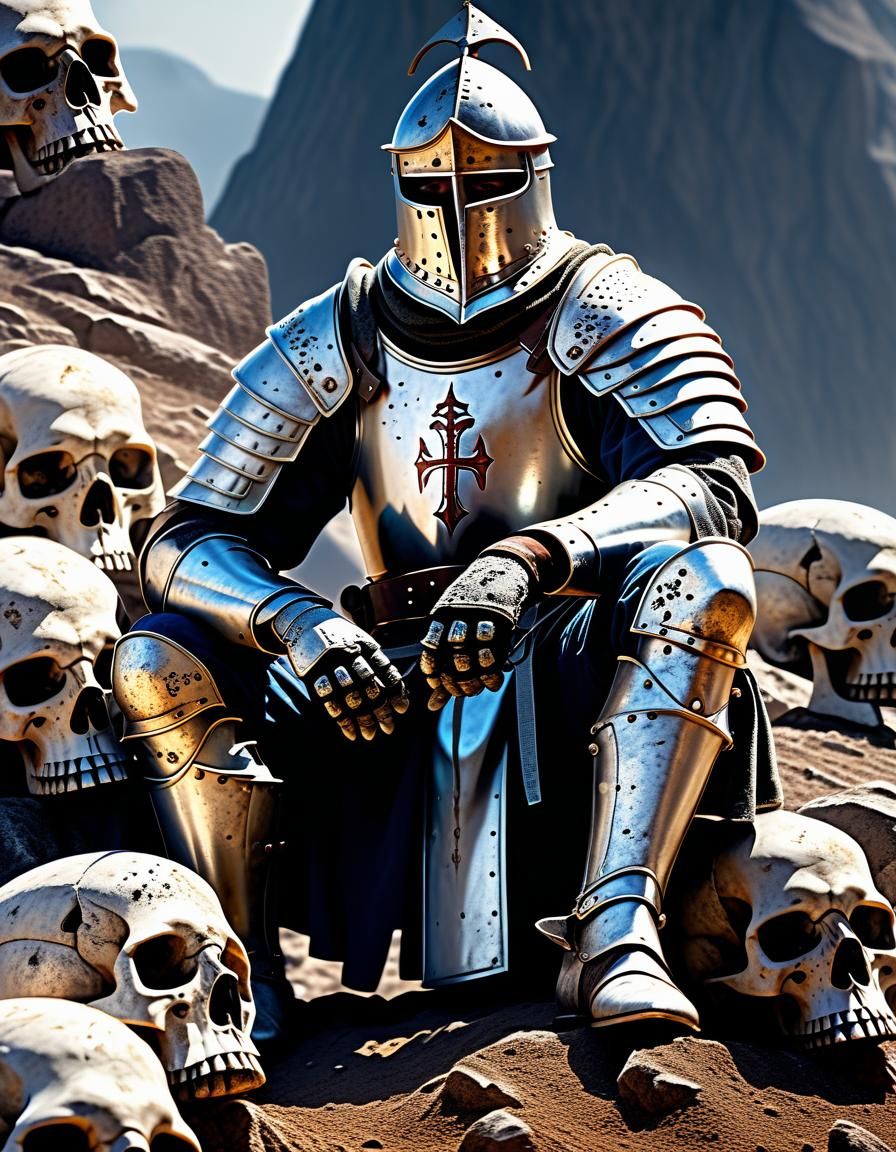 Templar Knight Contemplates Mortality on Skull Mountain