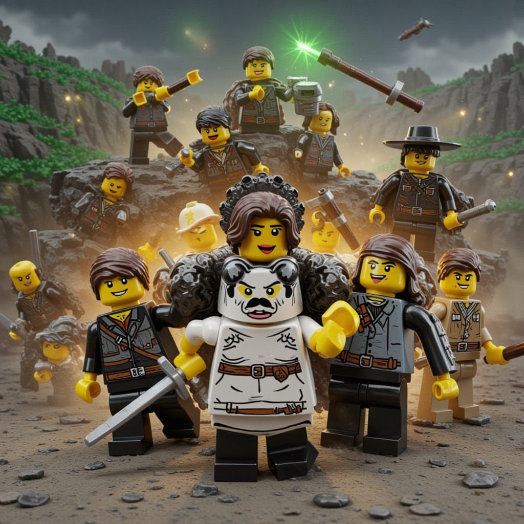 Ominous Lego Character in Dramatic Lighting