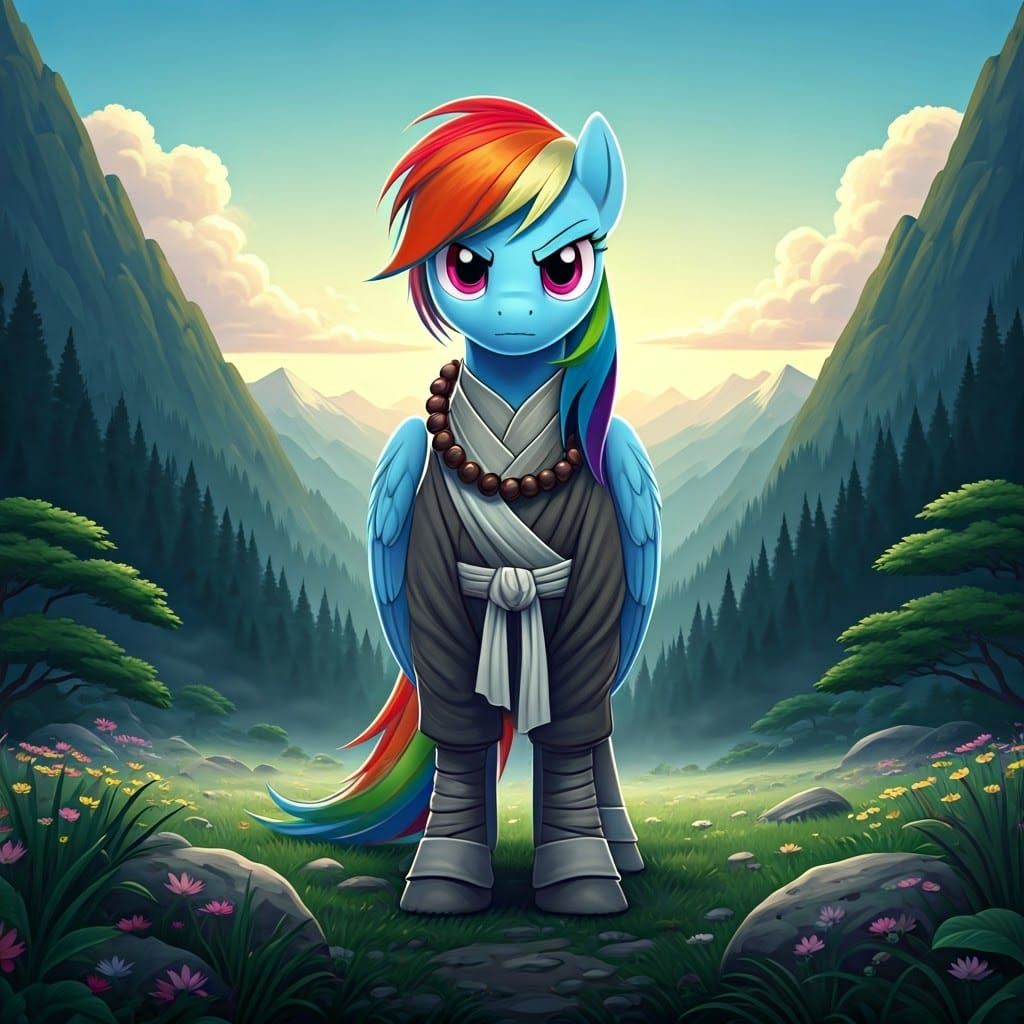 Ethereal Fighter Monk in Shimmering Mountains