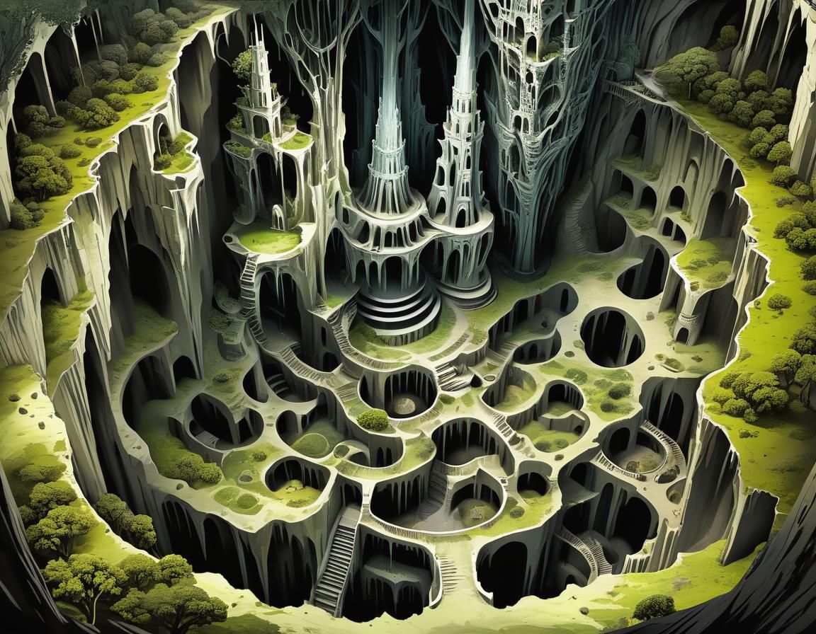 Fantasy Cave System Cutaway Diagram