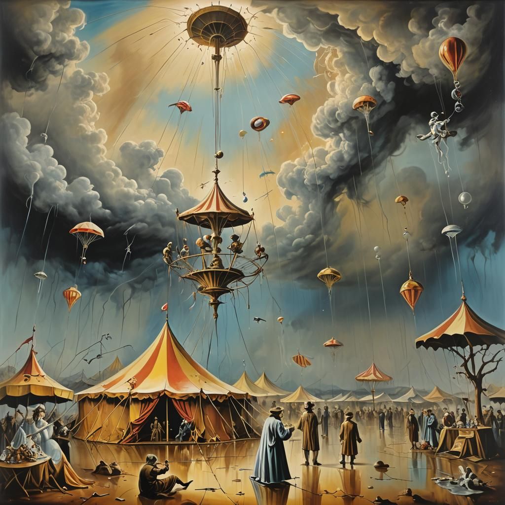 Surreal Circus Hurricane as a Dali Painting