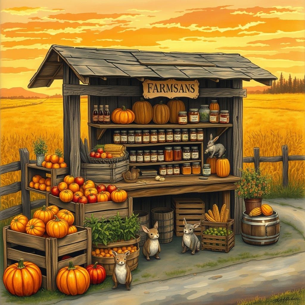 Whimsical Farm Stand Run by Woodland Creatures