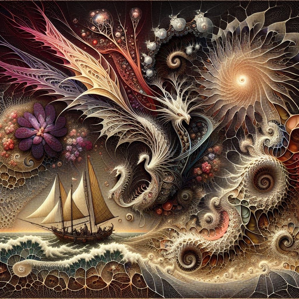 Ikebana Dragons in Fractal Cosmos