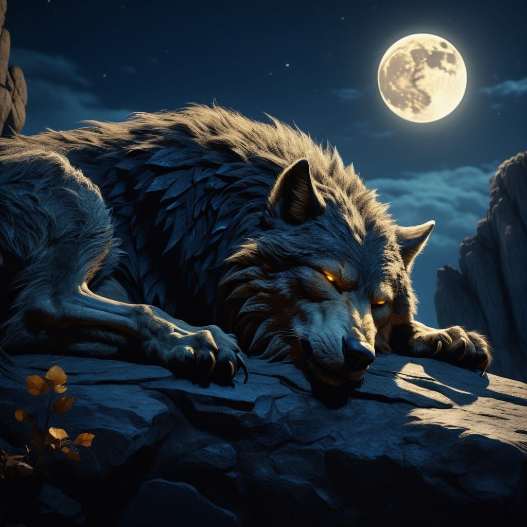 Werewolf in a Dreamlike Landscape