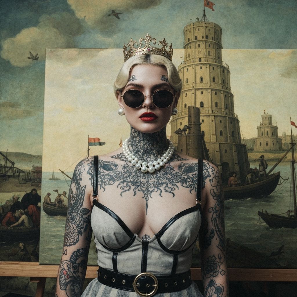 Grunge Fashion Model in Bruegel-Inspired Cinematic Portrait