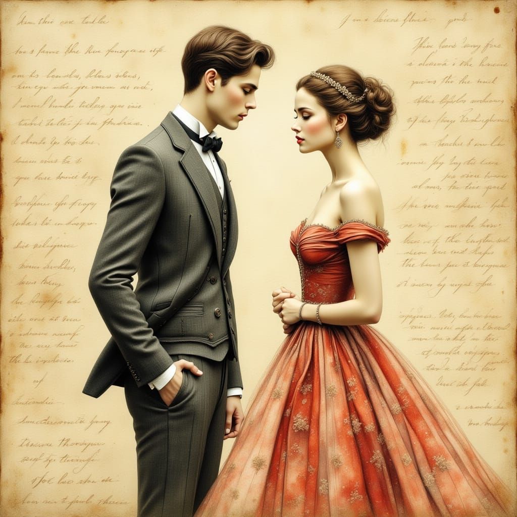 Elegant Encounter in Pop Surreal Style