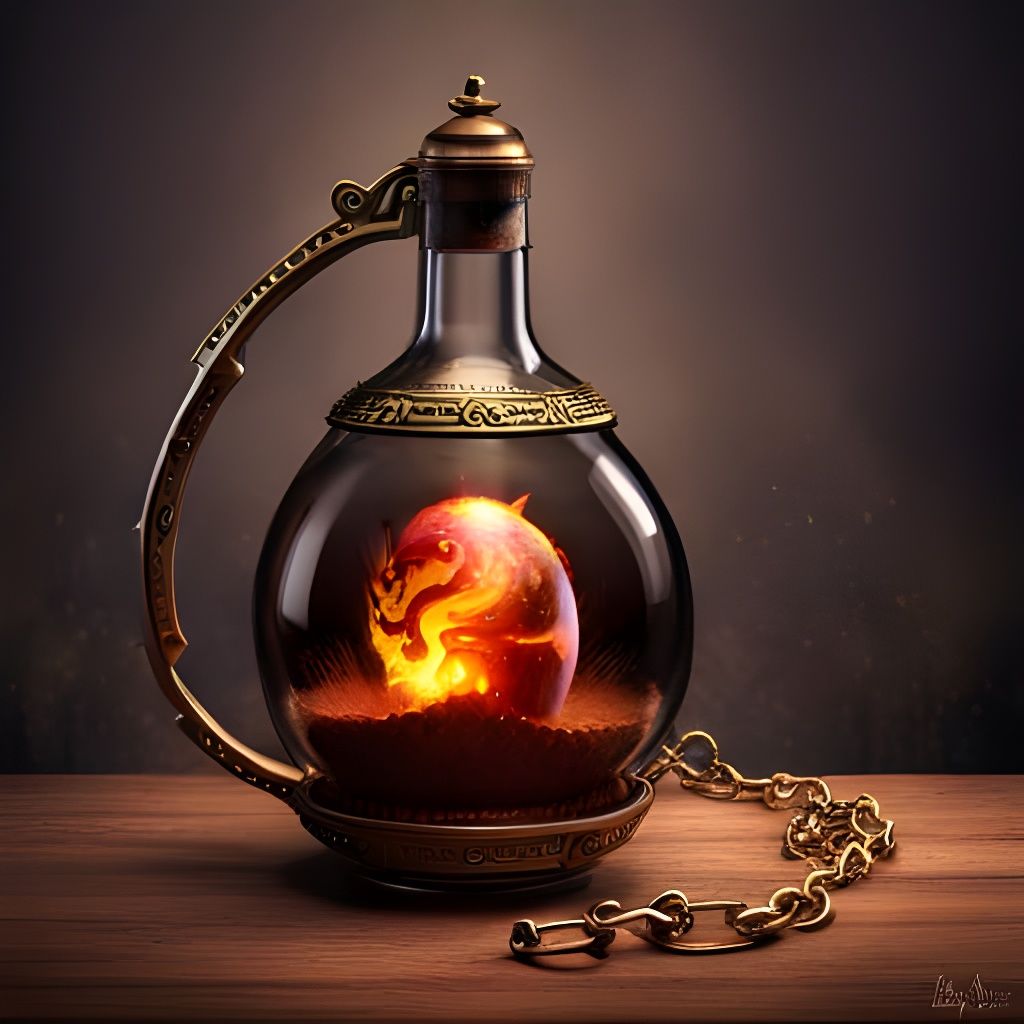 Steampunk Bottle with Glowing Dragon Egg