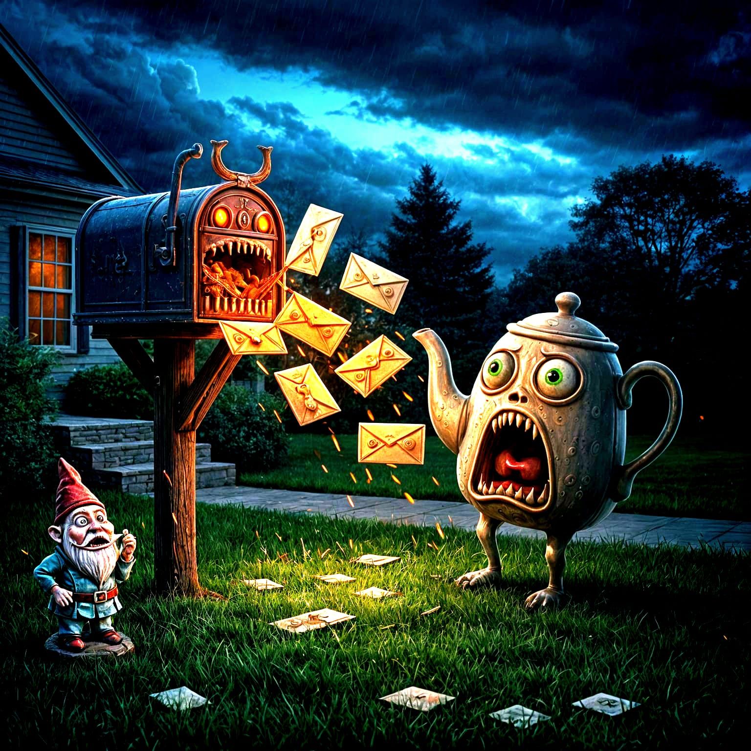 Terrified Teapot Faces Evil Mailbox Attack