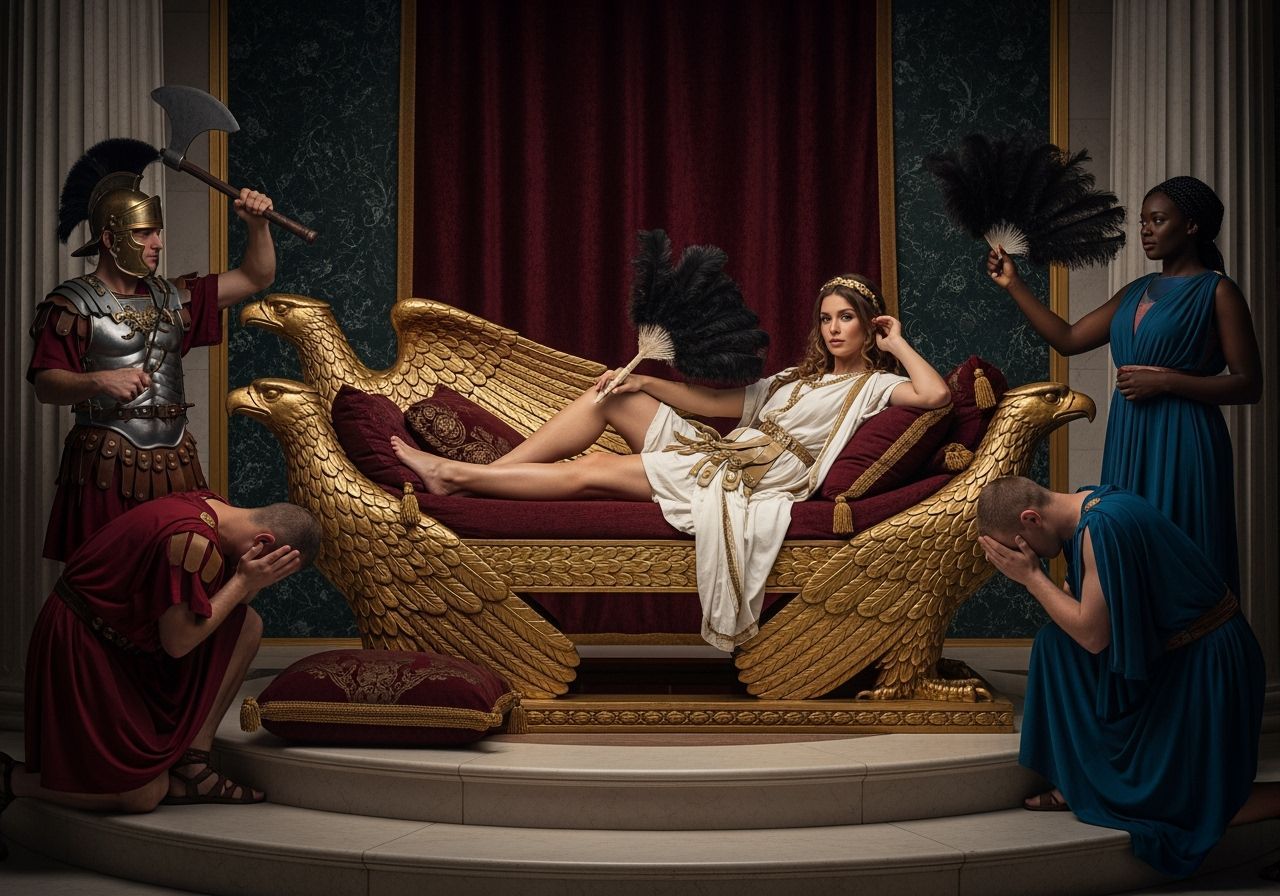 Roman Empress on Eagle Chaise Lounge, Baroque Style