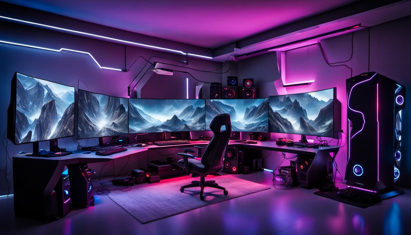 Futuristic Gaming PC Setup in Photorealistic Detail