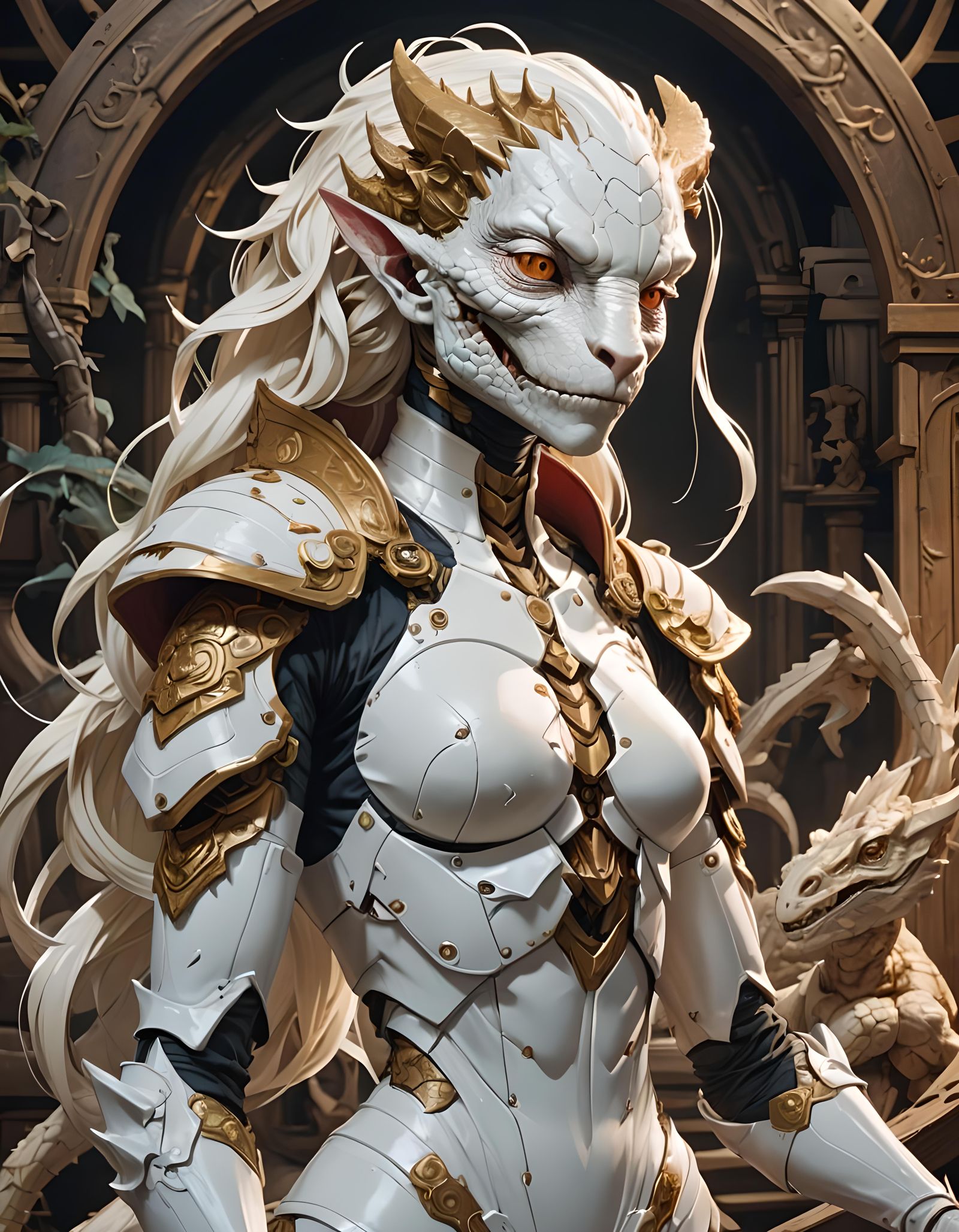 Albino Lizard Carpenter in Anime Manga Style