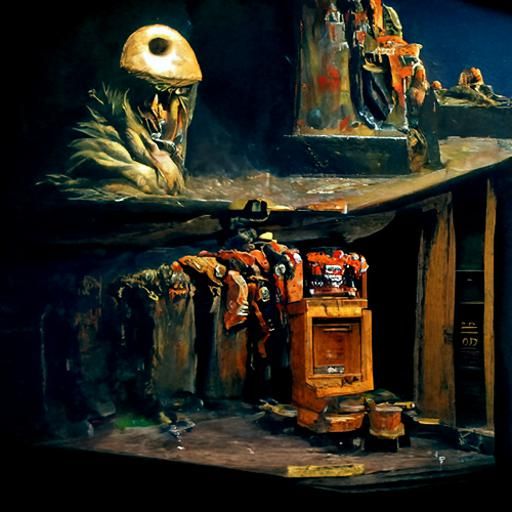 Vintage Cinema Interior as Oil Painting