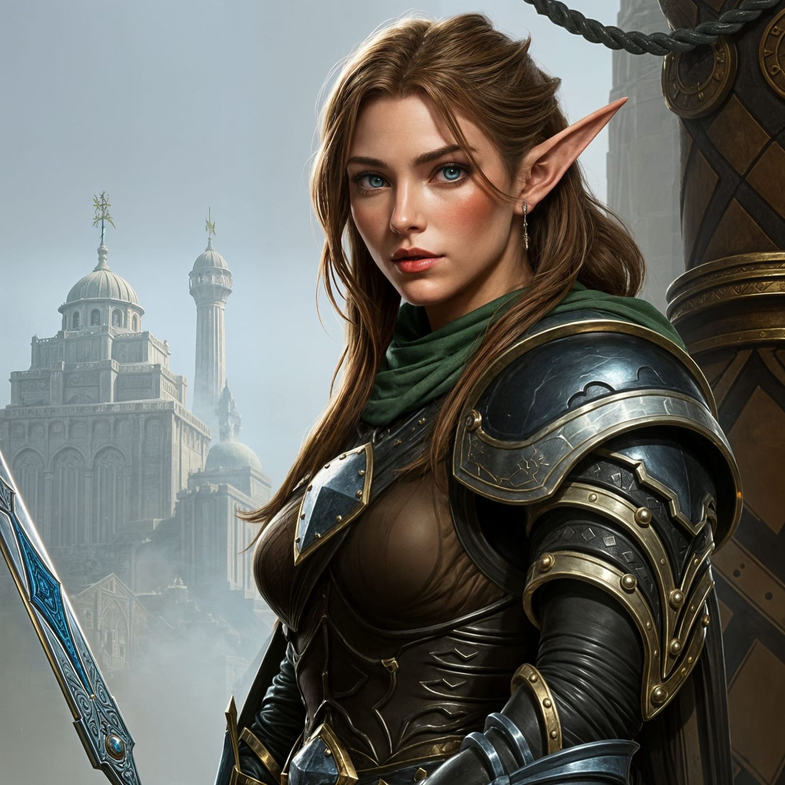 Beautiful armoured female elf from "Baldur's Gate III"