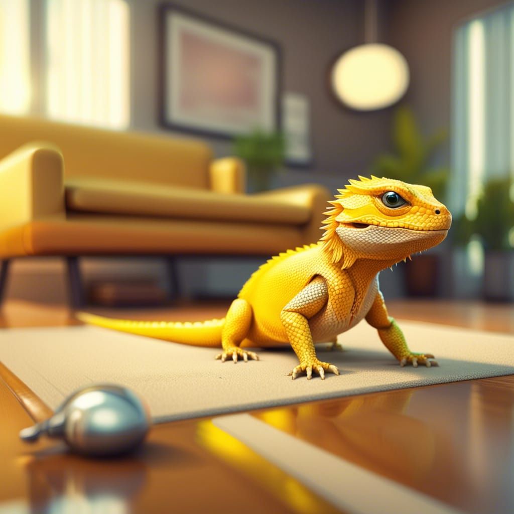 Cute Robot Dragon in Mid-Century Modern Room