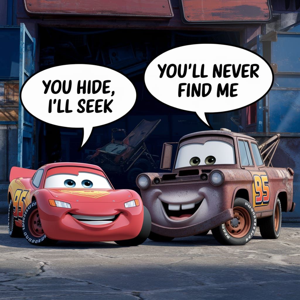 Lightning McQueen and Tow Mater at the Junkyard