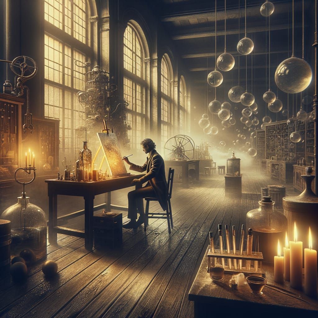 Dream Designer Wizard in Dark Surreal Lab