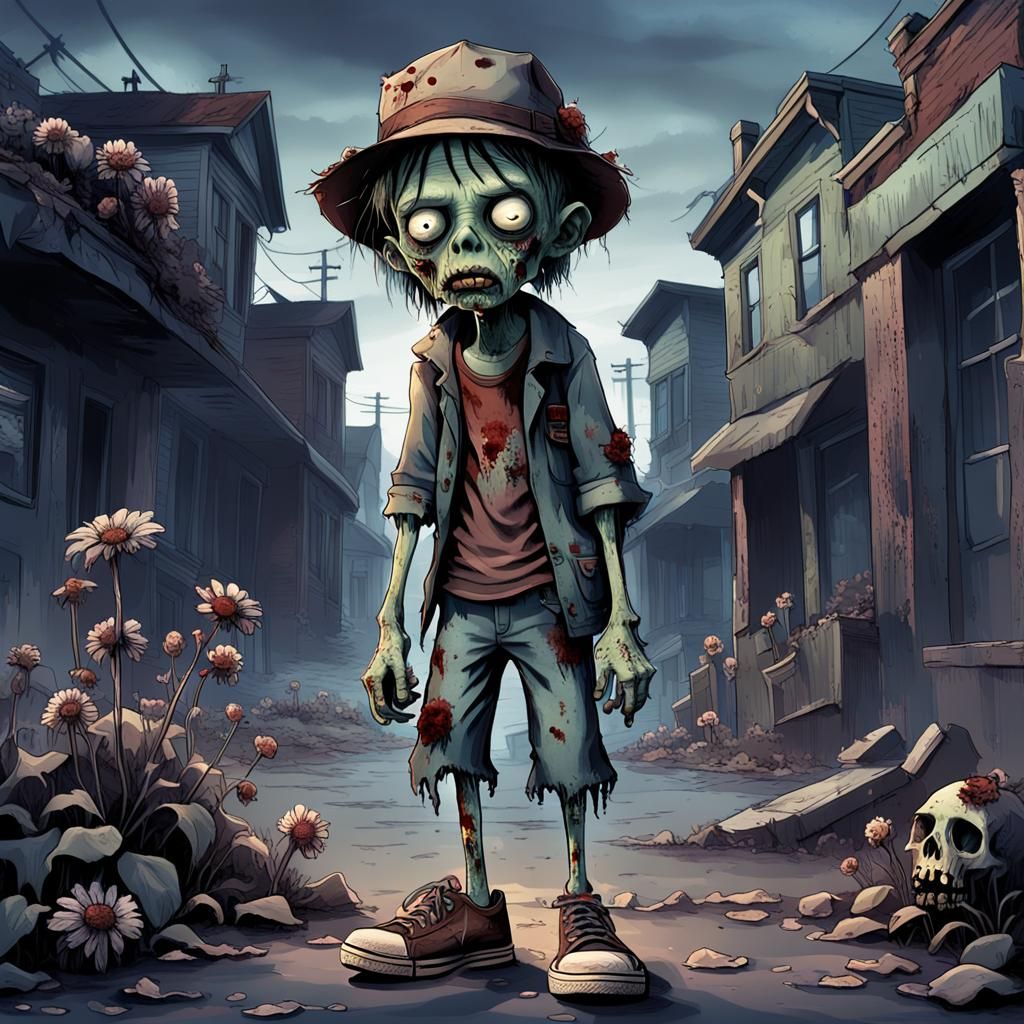 Zombie Kid Caricature in Hyperrealistic Baroque Style