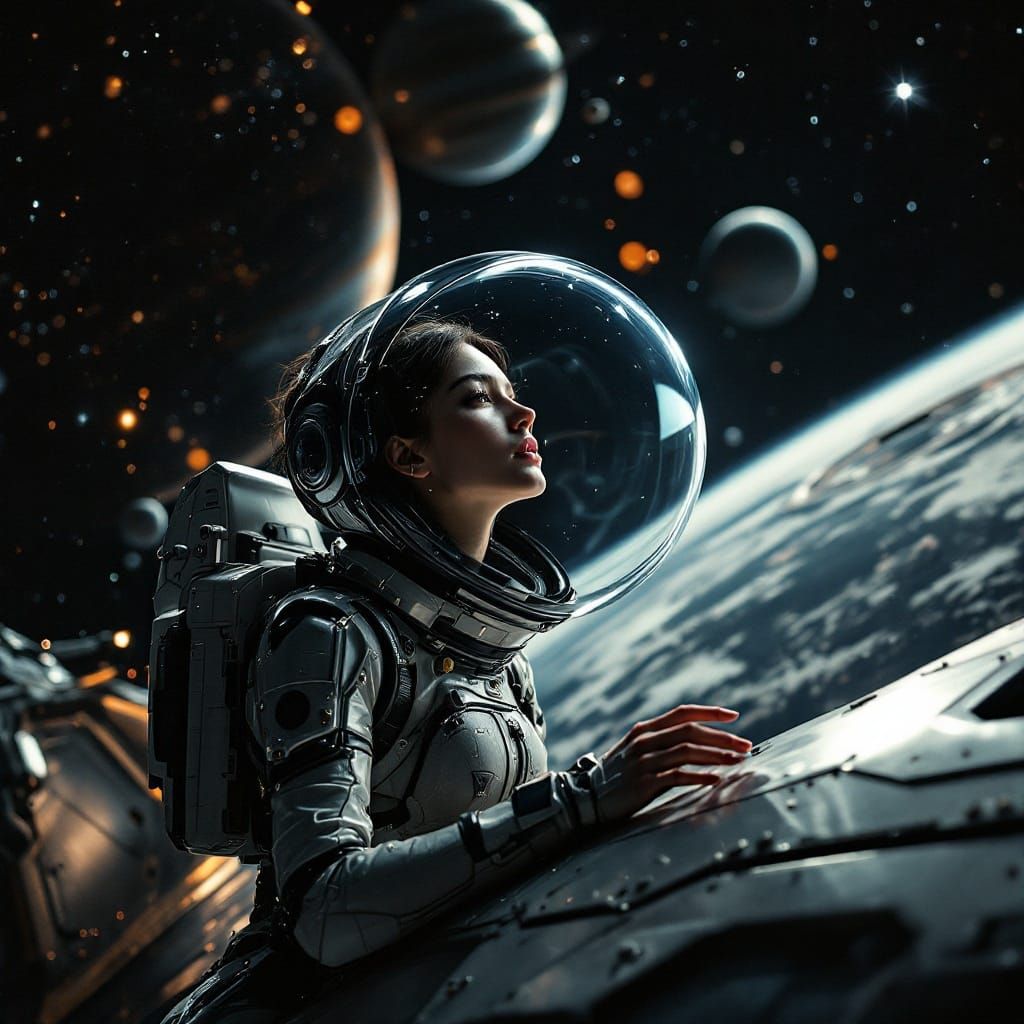 Ethereal Astronaut in Cosmic Odyssey
