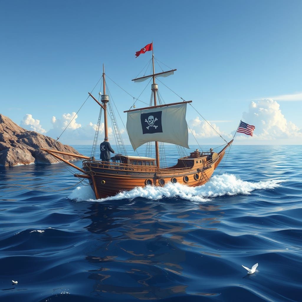 Swashbuckling Pirate on a Vessel