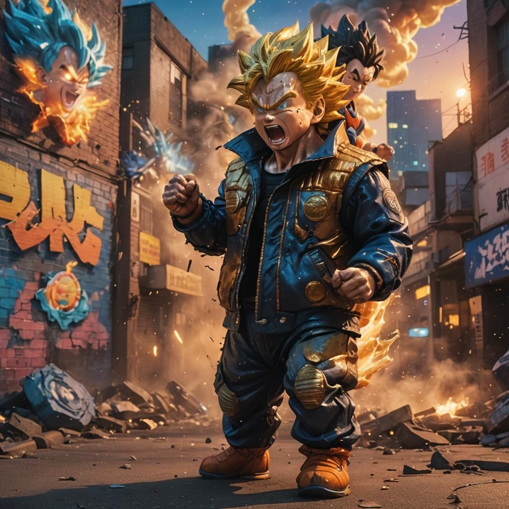 Goku and Vegeta Night Battle in Hyper-Realistic Art