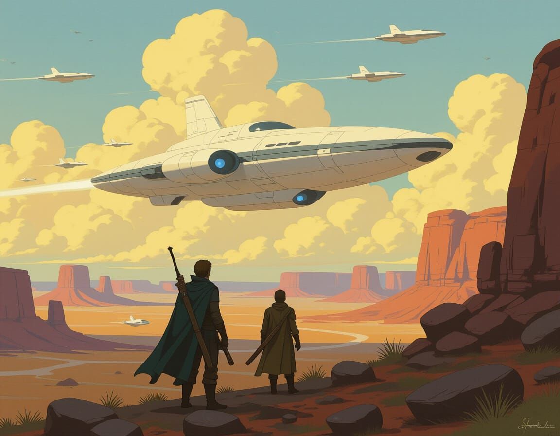 Epic Fantasy Landscape in Distinct Art Styles