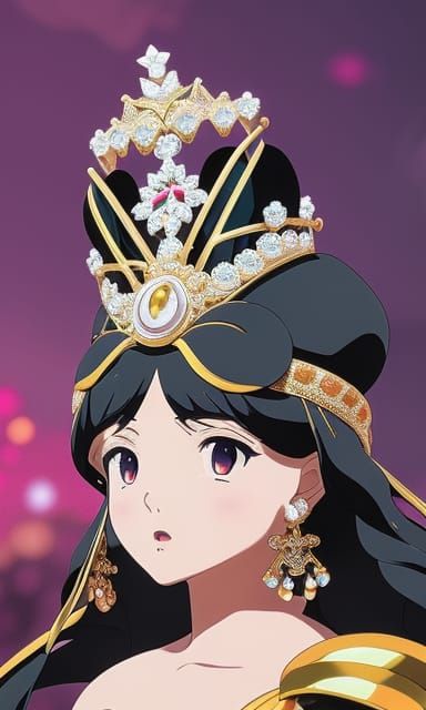 Elegant Fantasy Queen in Anime Style