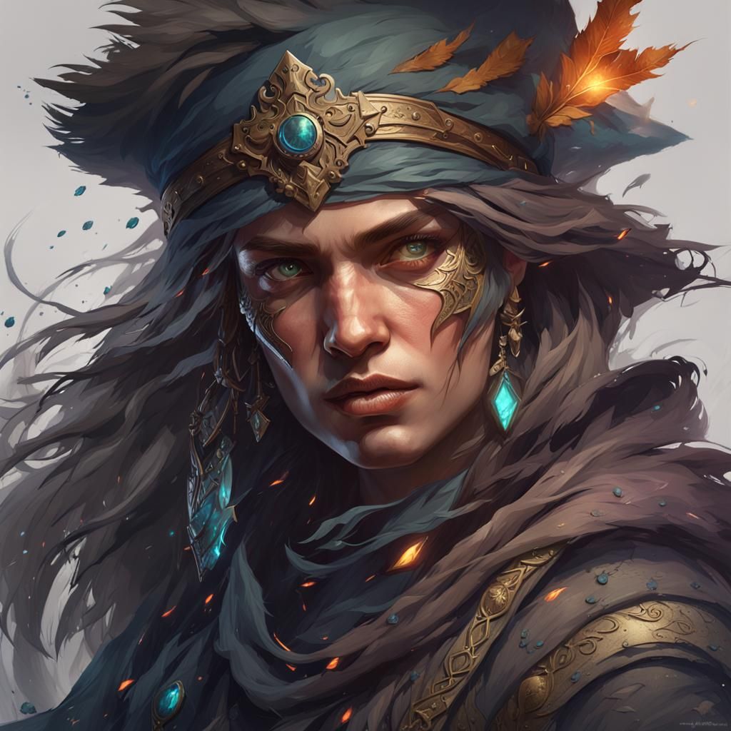 Detailed Dark Fantasy Bandit Portrait in 8K