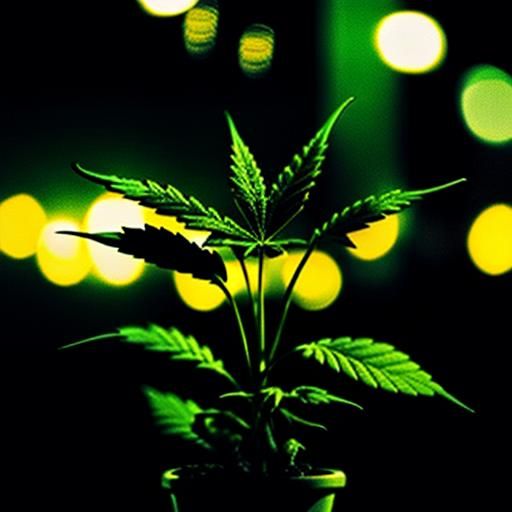 Melancholic Cannabis Plant in Film Noir Style
