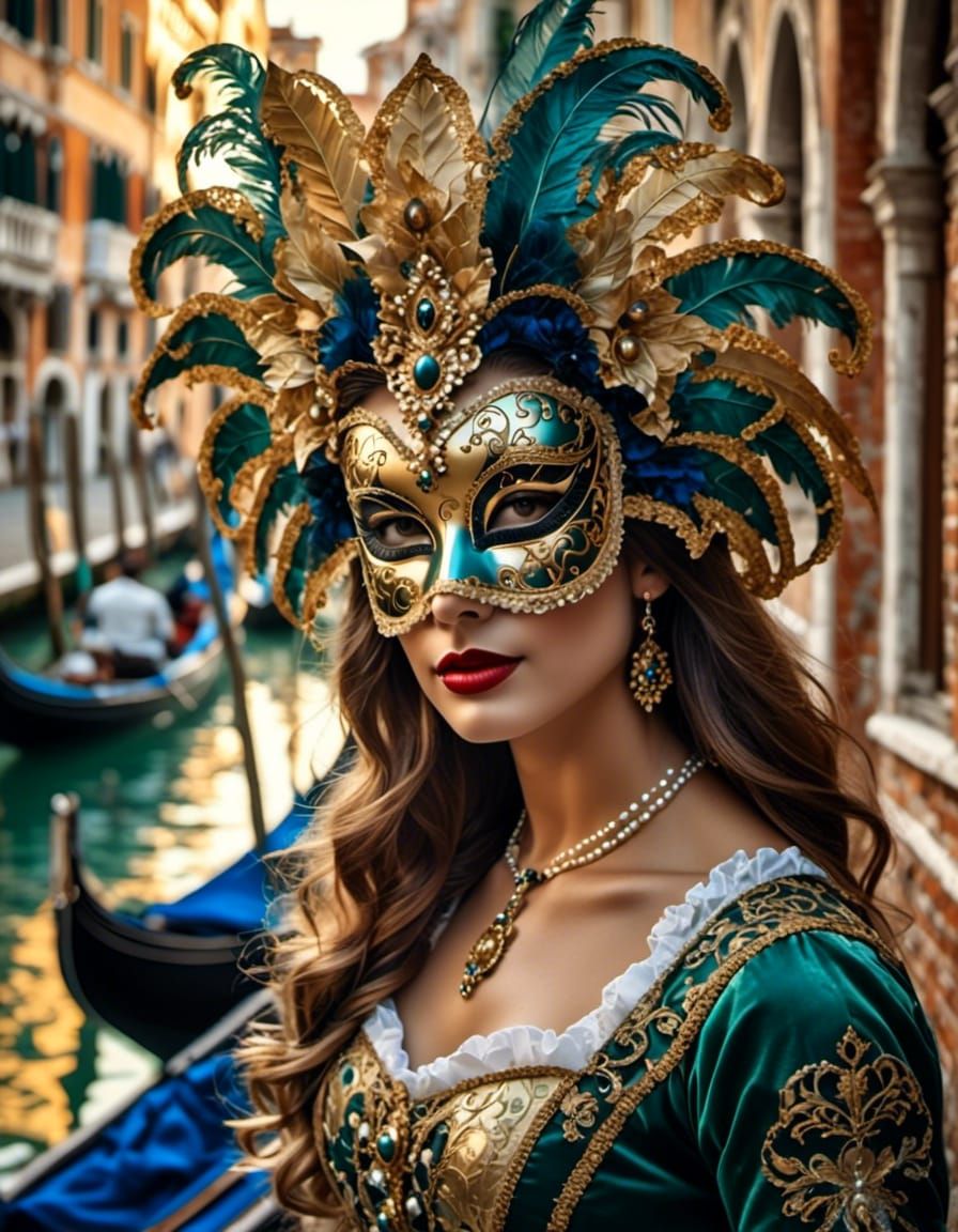 beautiful pretty woman with venetian mask