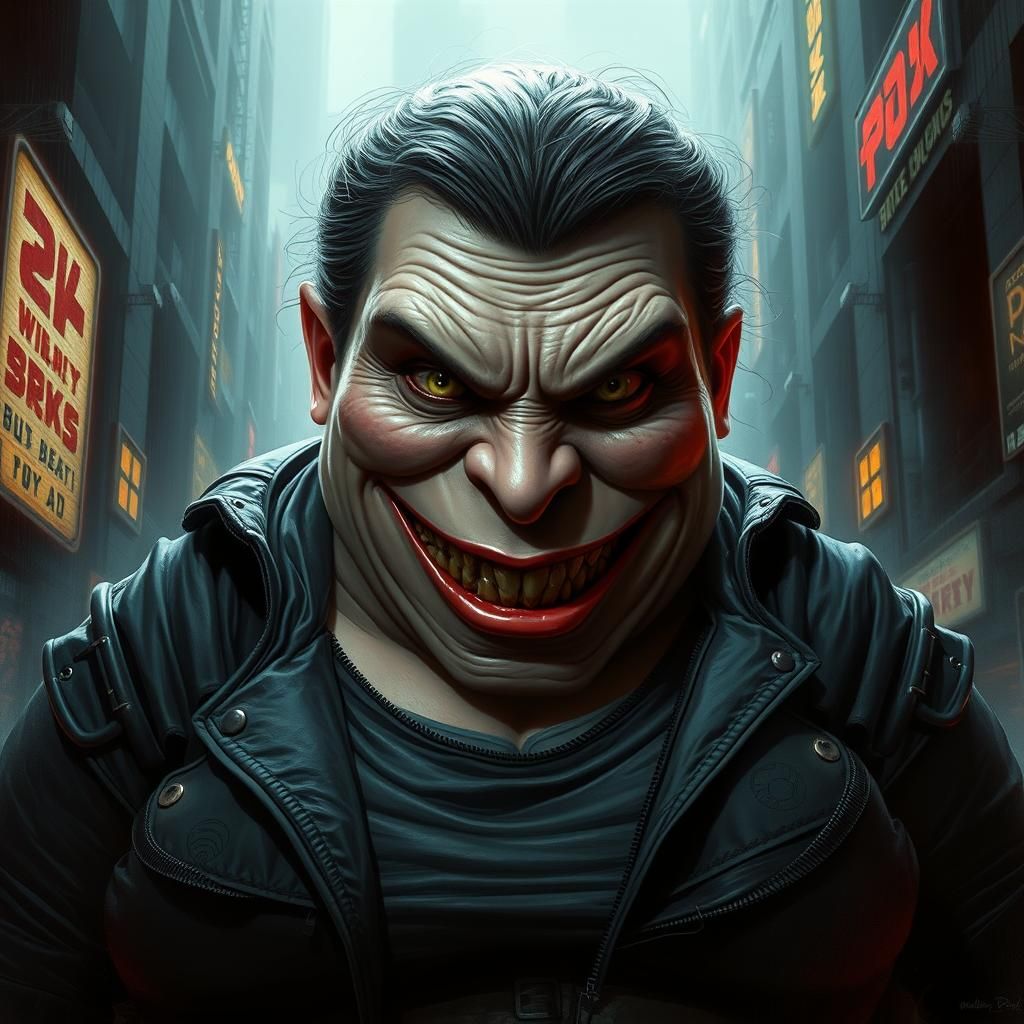 Menacing Cyberpunk Lady in Dystopian Setting