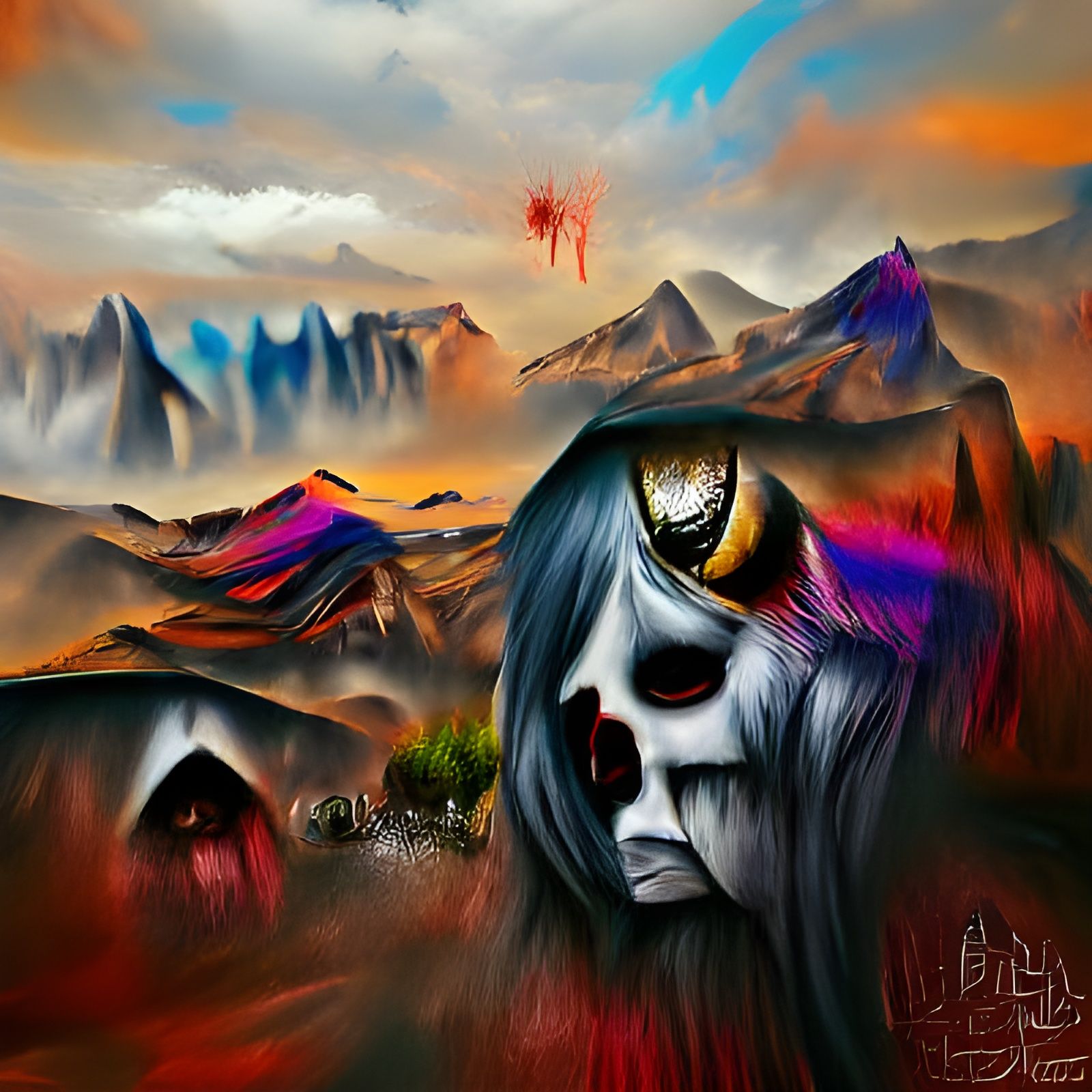 Demonic Gathering in Maximalist Acrylic Art