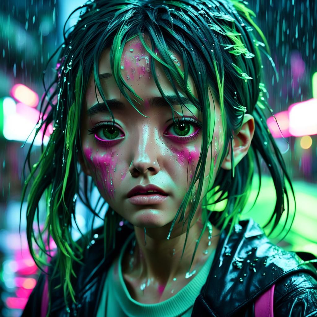 Moody Japanese Girl in Neon Noir Photography