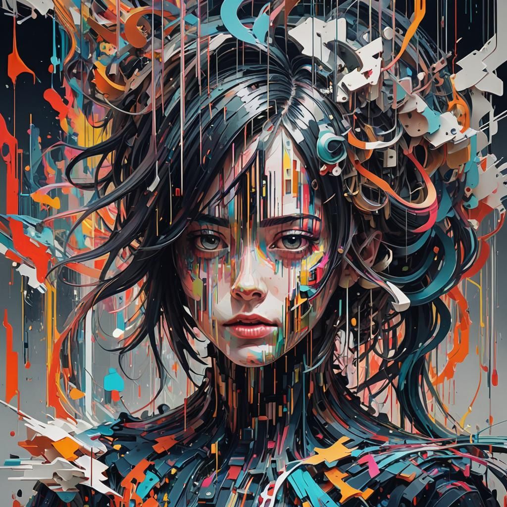 Abstract Glitch Art with Digital Distortions