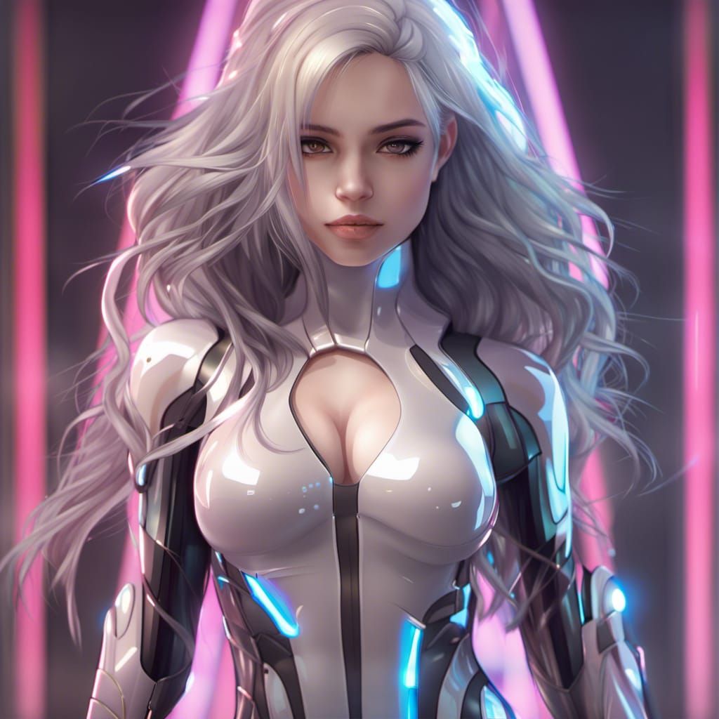 Futuristic Anime Girl in Hyperrealistic Style