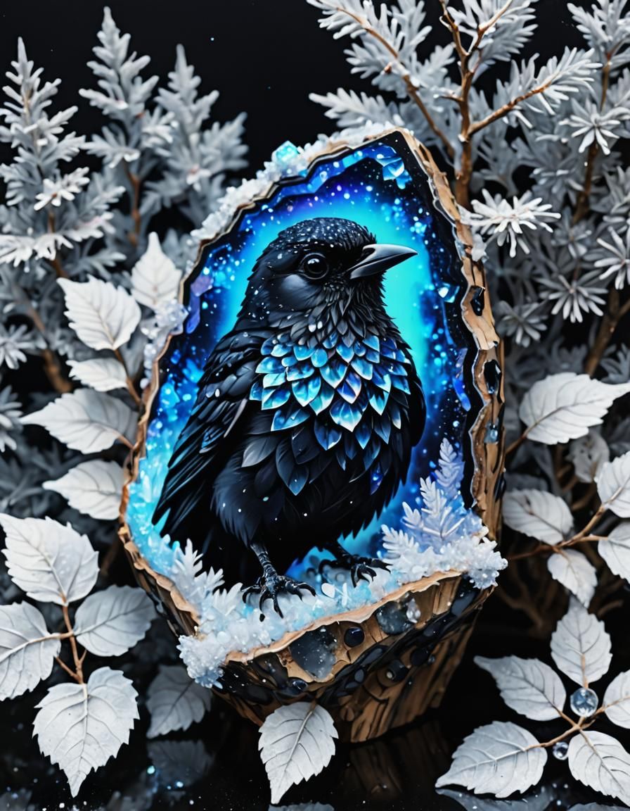 Neon Crystal Geode in Dreamy Watercolor Style