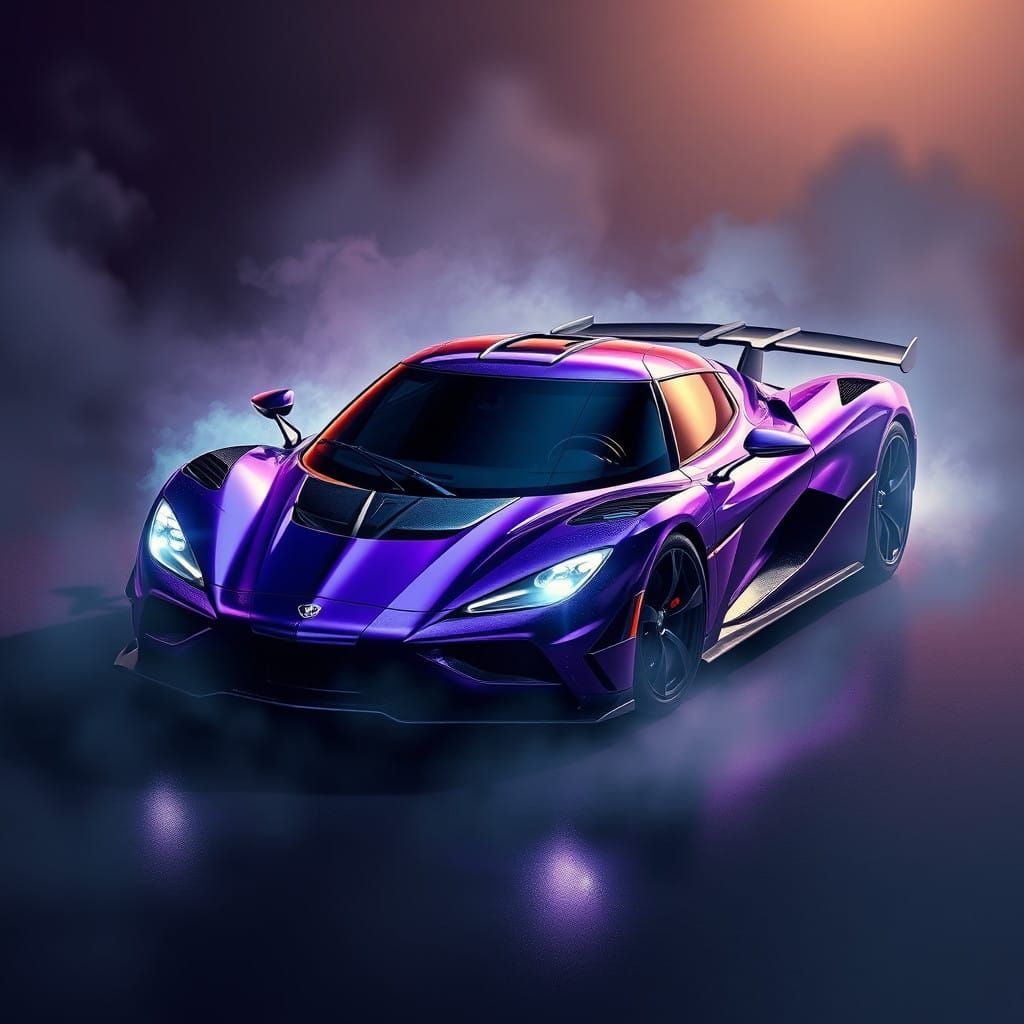 Sleek Purple Koenigsegg Concept Art in Unreal Engine 5