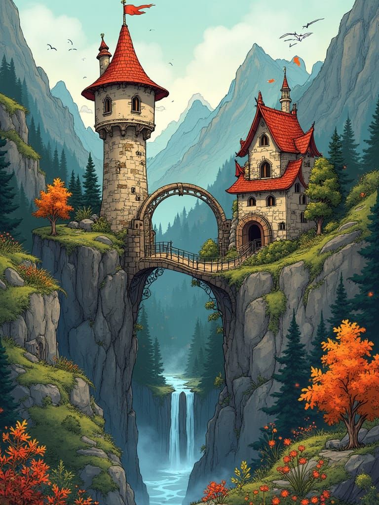 Enchanted Squat Castle in Whimsical, Steampunk Style