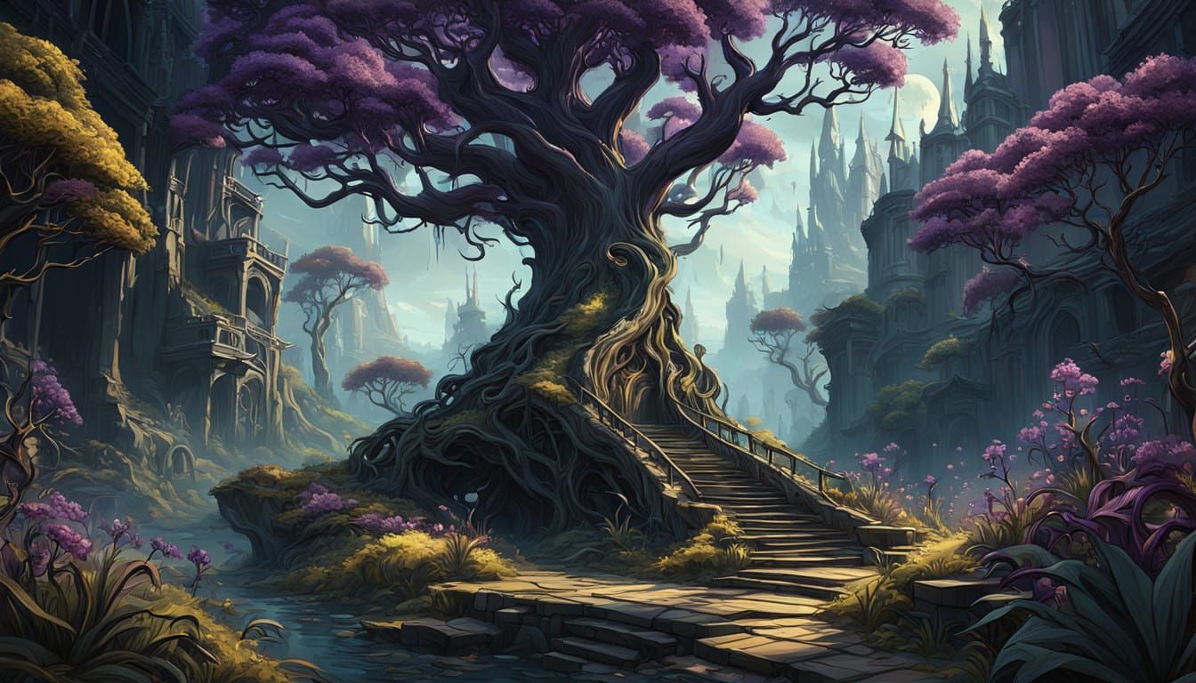 Surreal Pandorian Landscape in Dark Fantasy Style