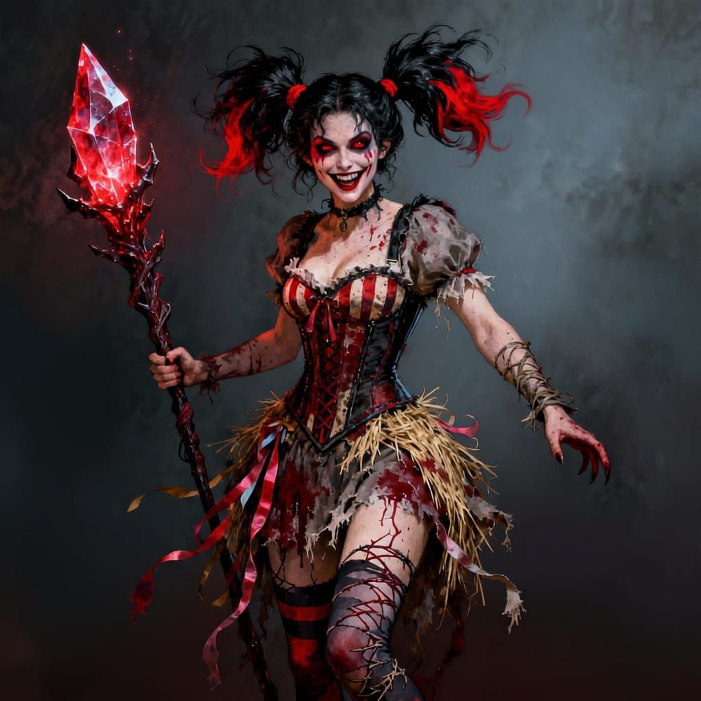 Chaotic Blood Witch Portrait in Dramatic Fantasy Art Style
