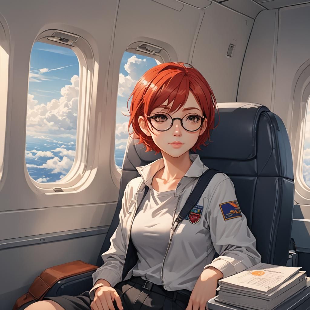 Anime Style Girl on Airplane