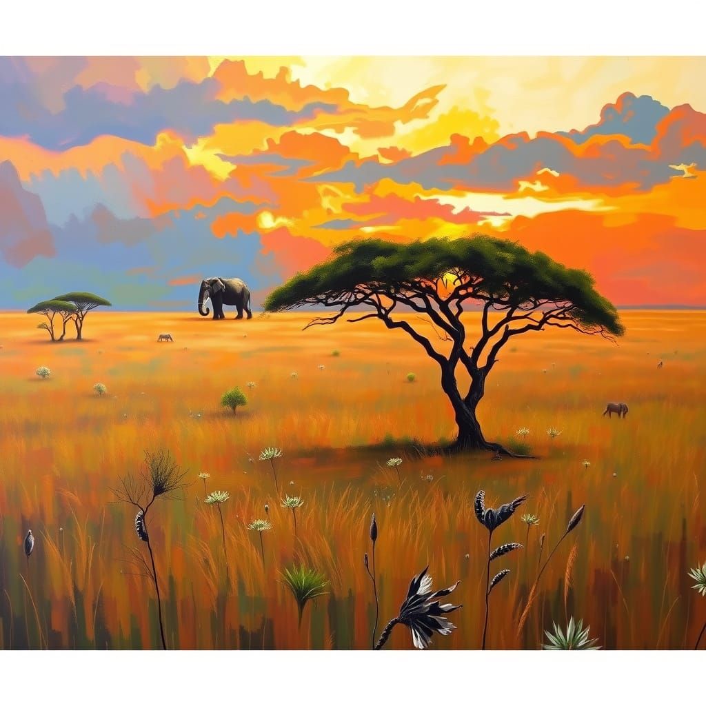 African Savannah Elephant in Expressive Style