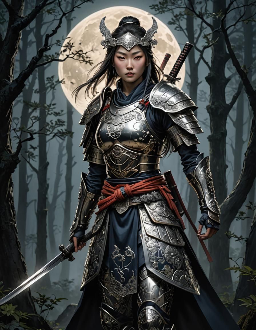 In the heart of an ancient forest, illuminated only by the d...