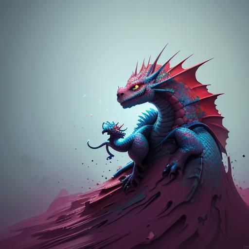 Baby Dragon in Graffiti Art Style: 3D Render