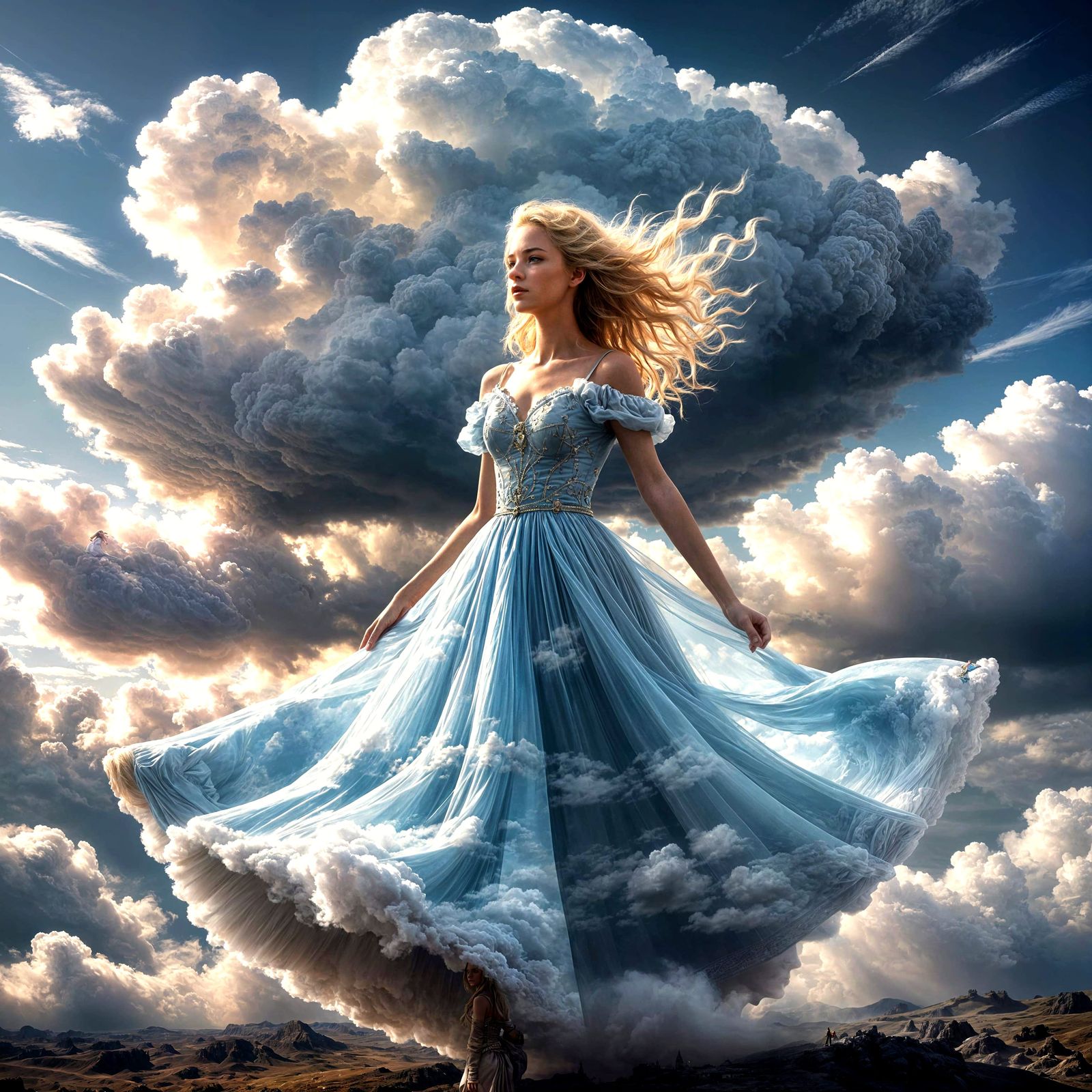 Cloud Dress Girl Ascending to the Sky