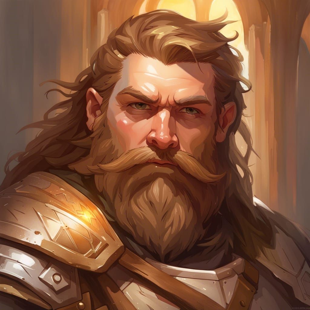 Dwarf Paladin Portrait in Detailed Digital Art Style