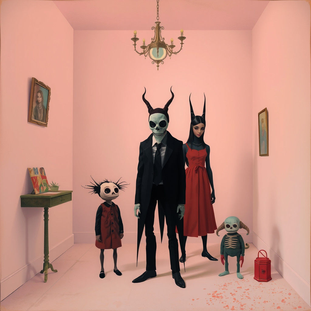 Surreal Characters in Pastel Room, Digital Fantasy Art