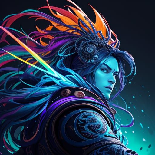 Objects Formed From Glowing Code in Splash Art Style