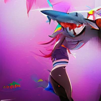 Colorful Anime Shark Girl Illustration