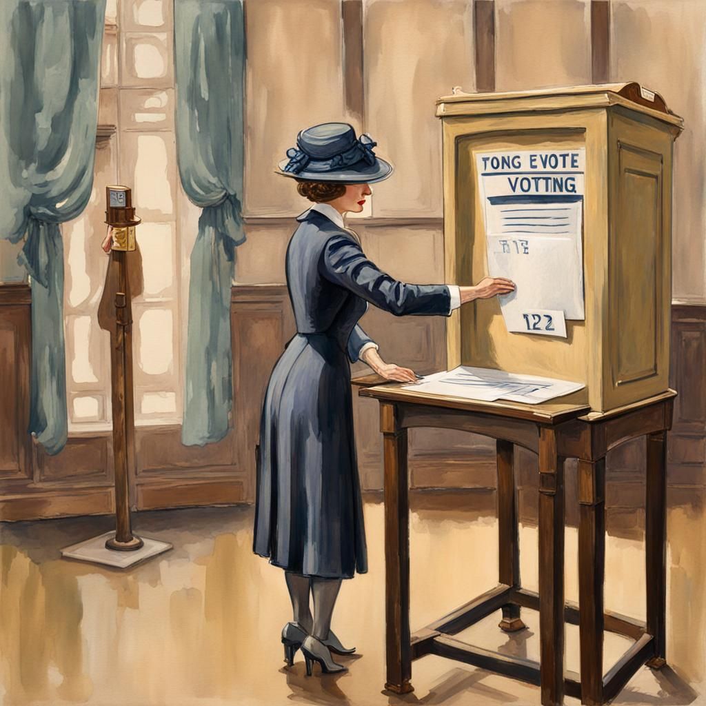 Suffragist Voting: Gouache Impressionist Masterpiece