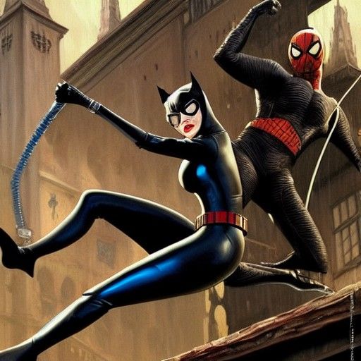 Catwoman and Spiderman